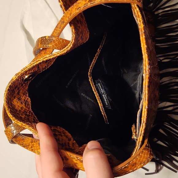 Via Repubblica Snake Skin Fringe Satchel - Picture 3 of 10